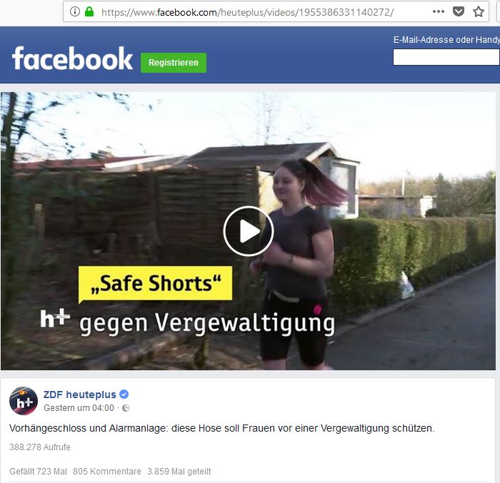 Videobeitrag von ZDF heute auf Facebook Screenshot eines Videobeitrags von ZDF heute auf Facebook