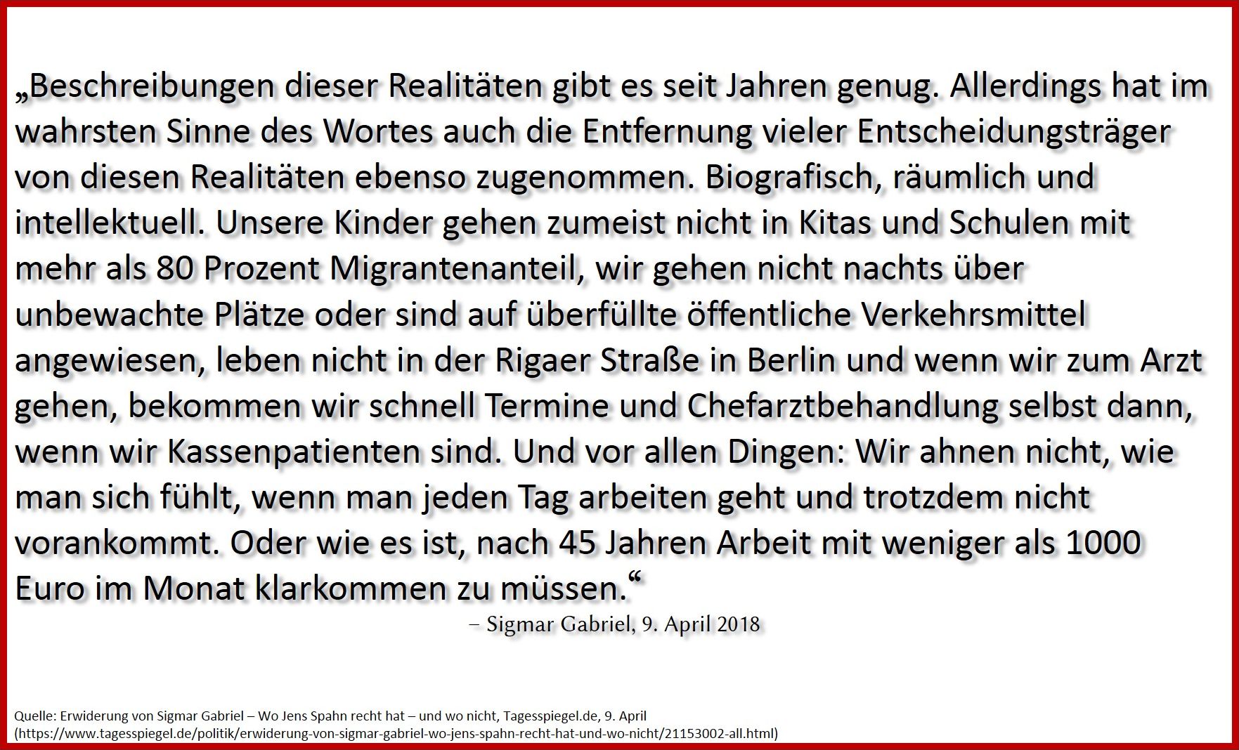Auszug aus einem Beitrag Sigmar Gabriels für den Tagesspiegel Auszug aus einem Beitrag Sigmar Gabriels für den Tagesspiegel